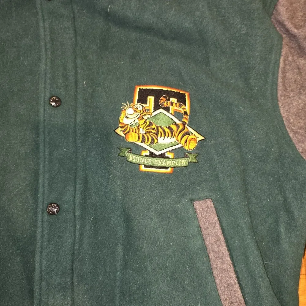 Disney Tigger Jacket VTG Mens XL 90s Wool Varsity Bomber Winnie The Pooh Hooded